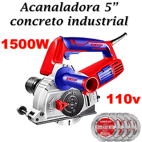 Sierra Acanaladora de 5 pulgadas 1500W concreto industrial