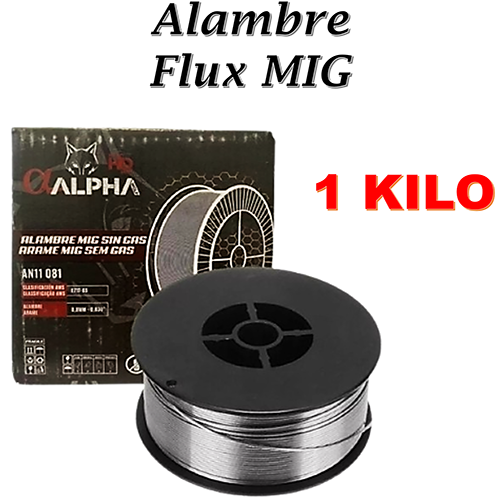 Alambre Mig Flux Tubular 0.8mm 1kg Alpha Soldar Sin Gas