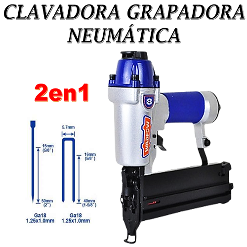 Clavadora Grapadora Neumática, 1/2 a 2 pulg Wadfow 2en1 Profesional