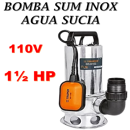 Bomba Sumergibler Agua Sucia 1 ½ HP Inoxidable Truper