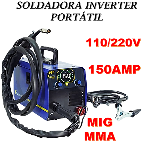 Soldadora BP Inverter MIG Electródo 150amp 110/220v Profesional