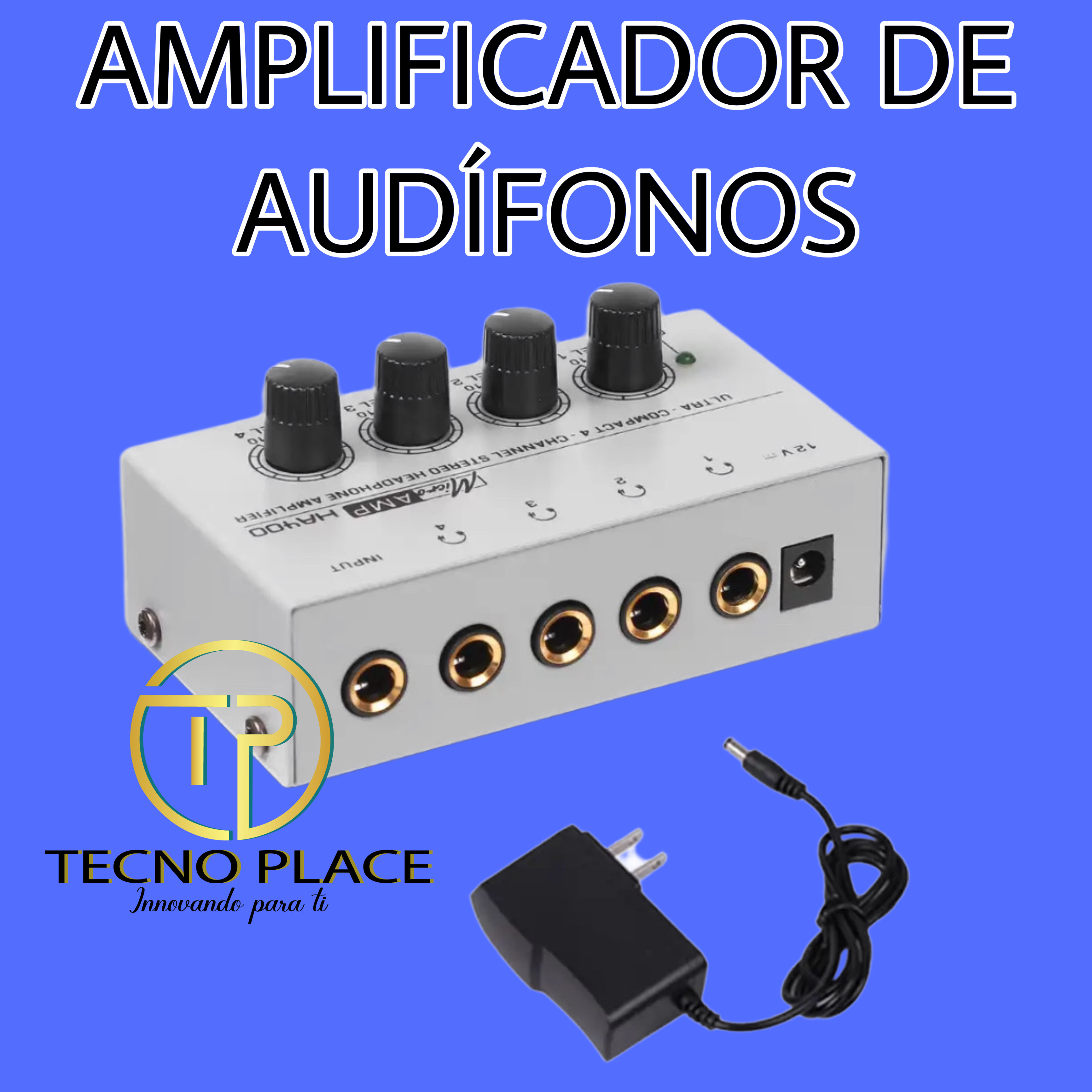 Amplificador de audífonos color blanco 4 salidas