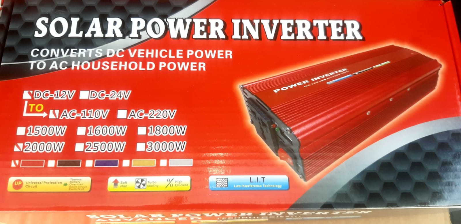 INVERSOR CORRIENTE 2000W DOM 12V-110V ALTER SOLAR POWER