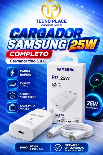 Cargador Samsung 25W completo