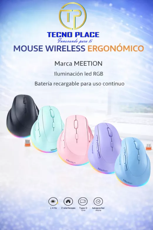 Mouse Ergonómico BTM008 MEETION rosado