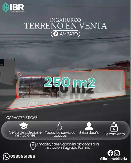 Terreno en Ambato sector Ingahurco