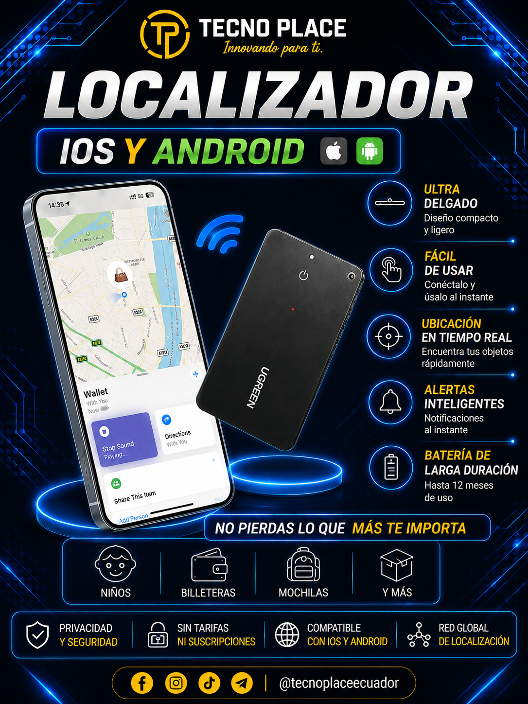 Localizador tipo tarjeta para iOs y Android