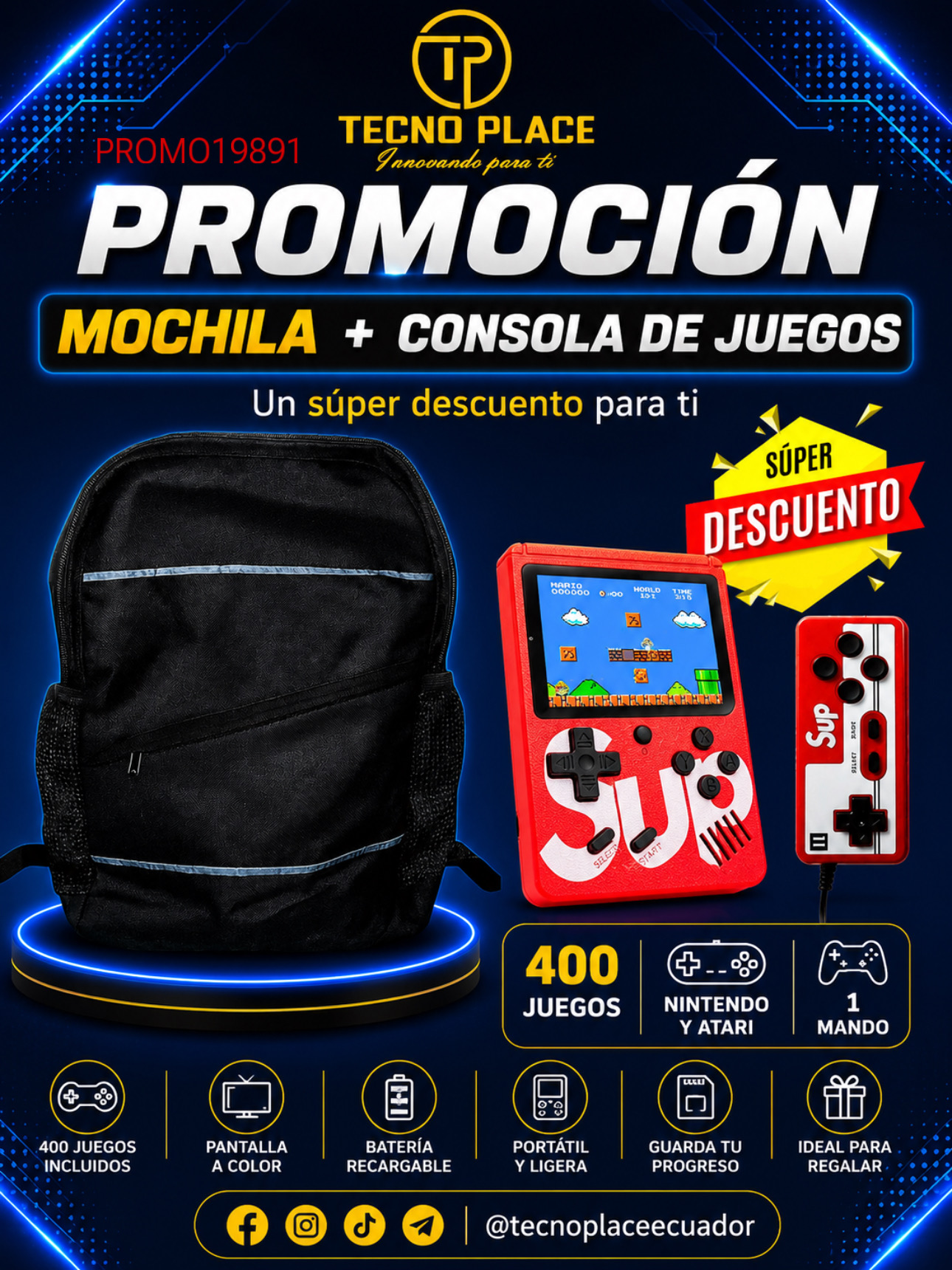 Promoción Mochila + Consola de juegos