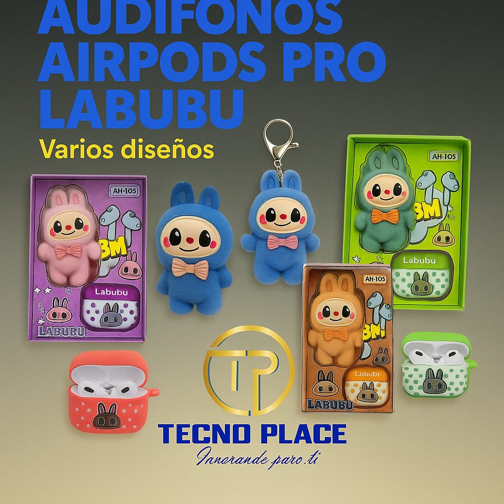 Audifonos con llavero LABUBU lila