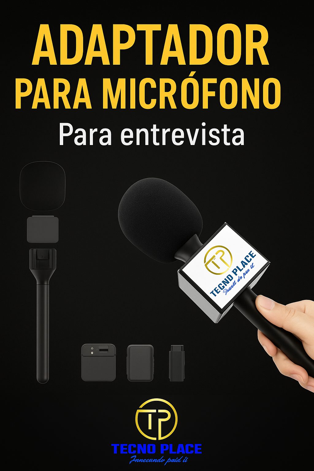 Adaptador porta microfono portatil entrevistas completo