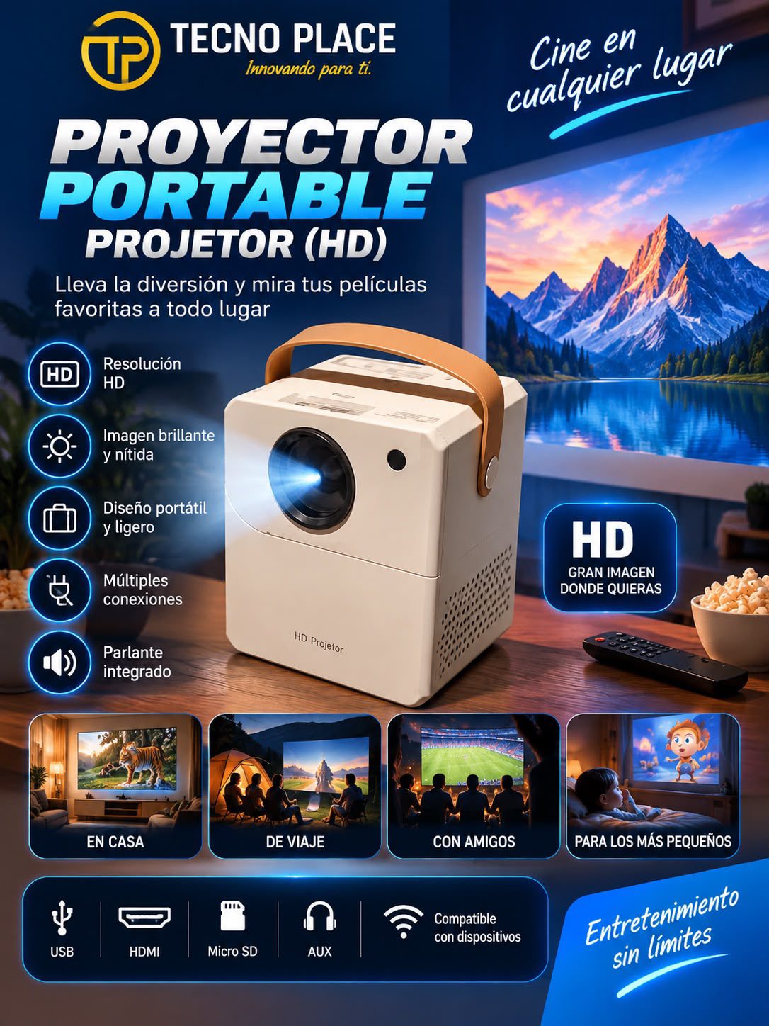 Proyector portable Projetor HD
